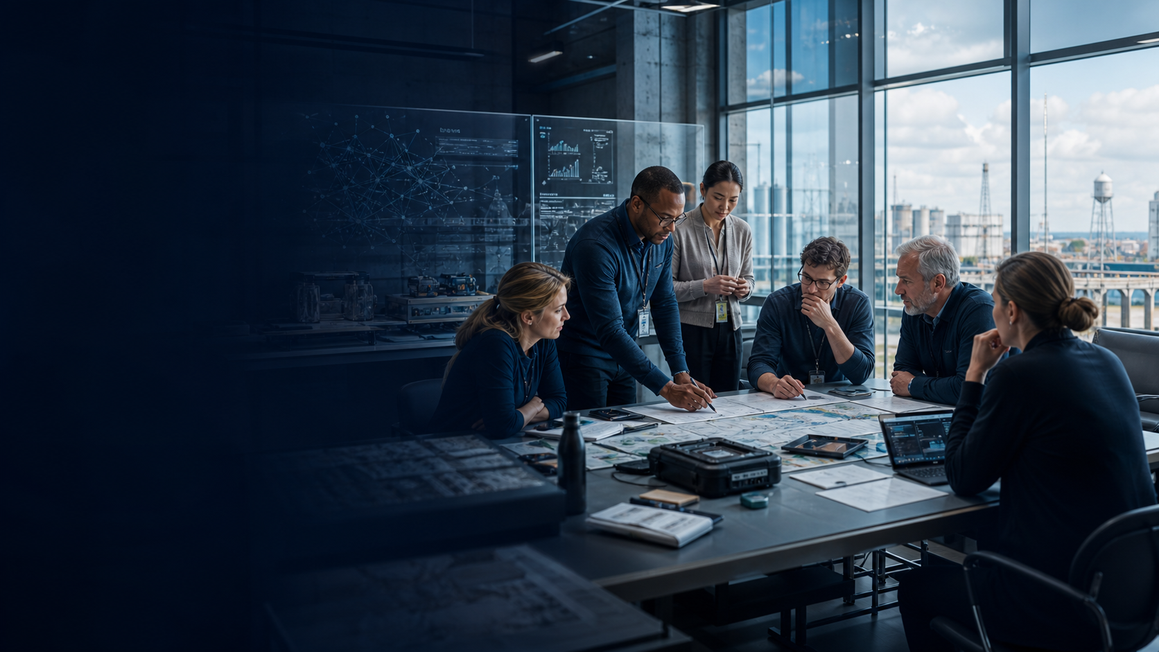 Civilian engineers, analysts, and public-service professionals collaborating on mission-ready technology